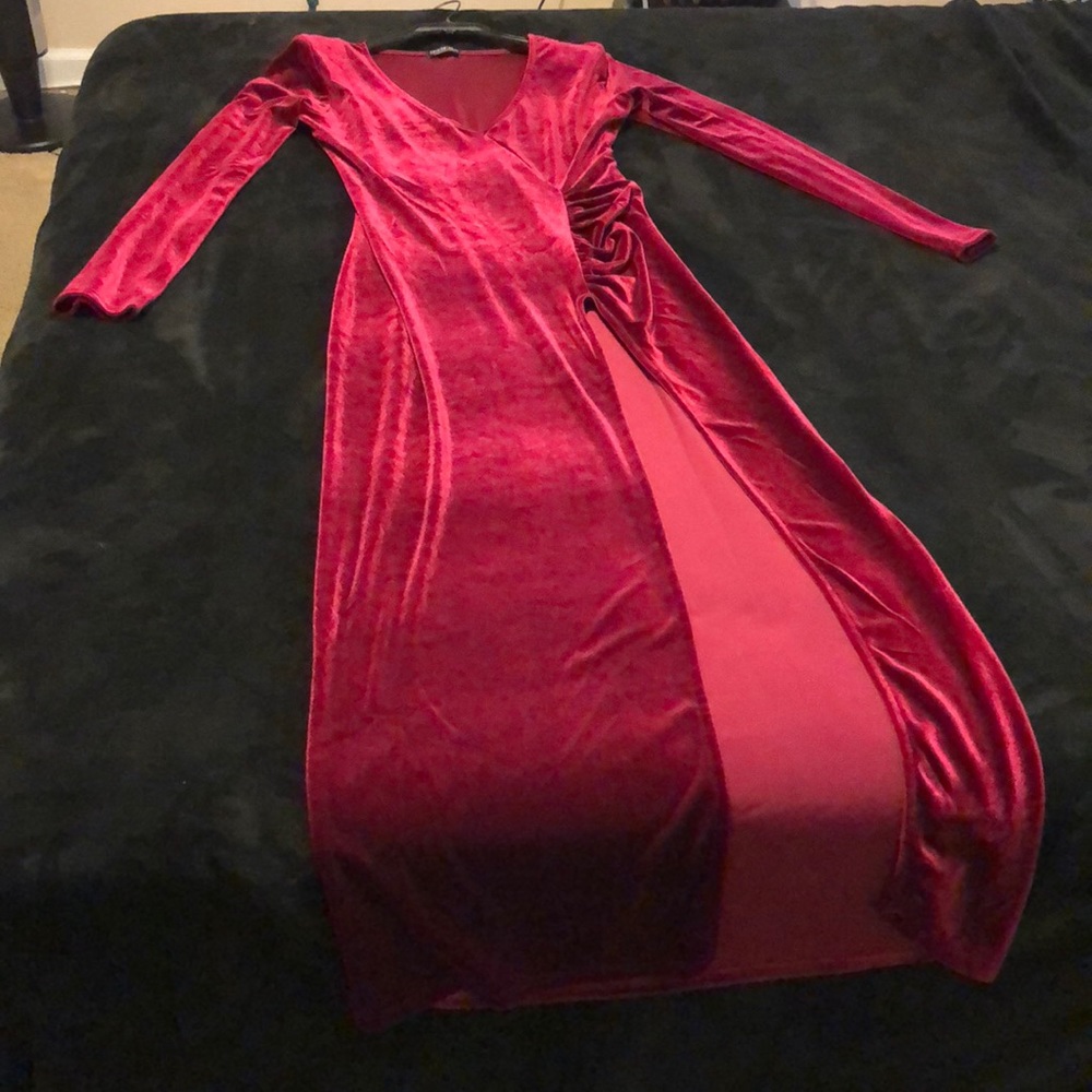 Red Fashion Nova Gown with Long split